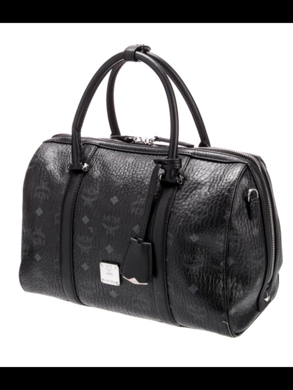 MCM Black Visetos Monogram Duffel Bag